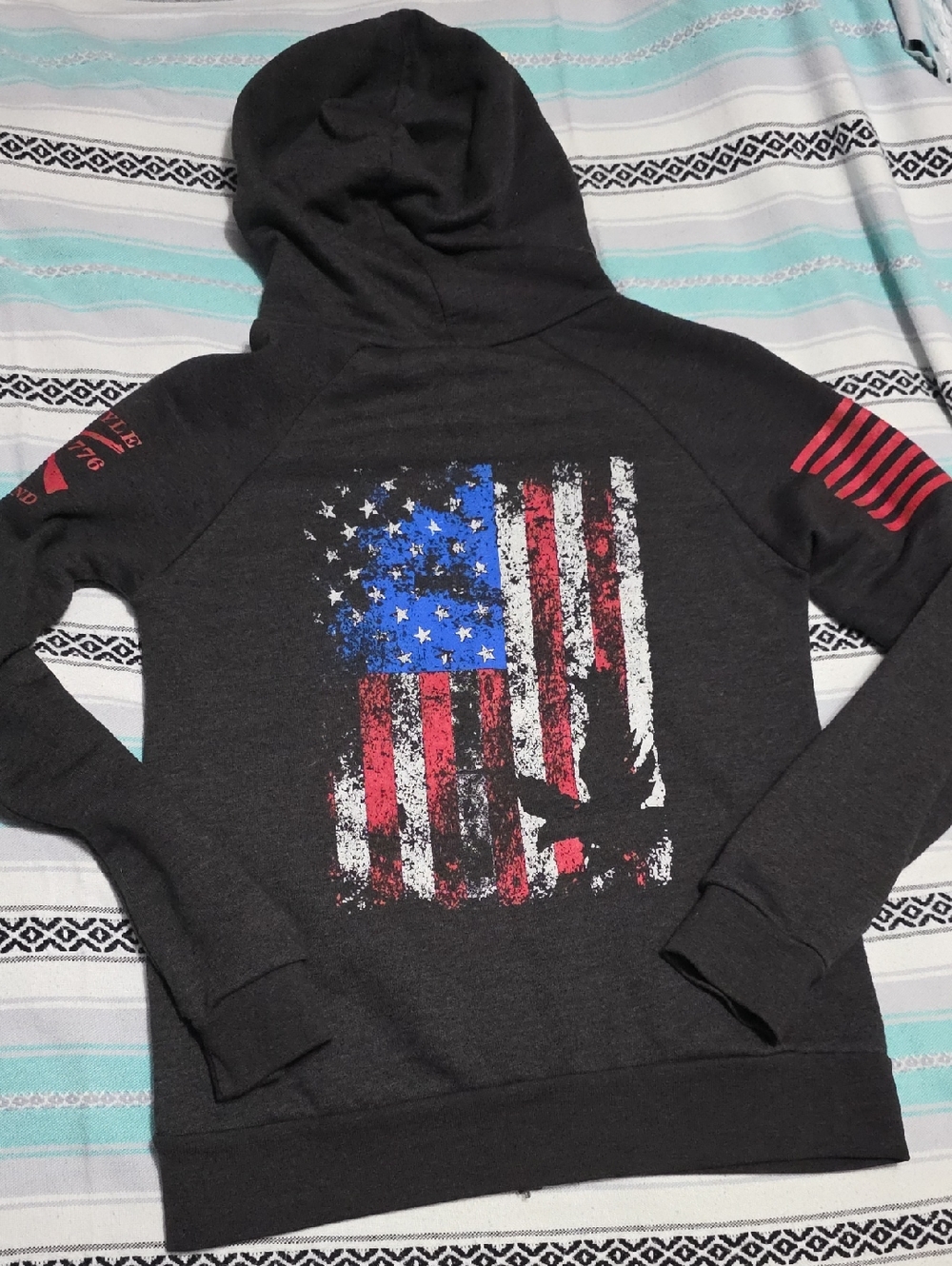 NWOT Grunt Style Zip Hoodie American Flag And Eagle
